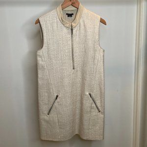 Theory linen sleeveless dress with suede trim